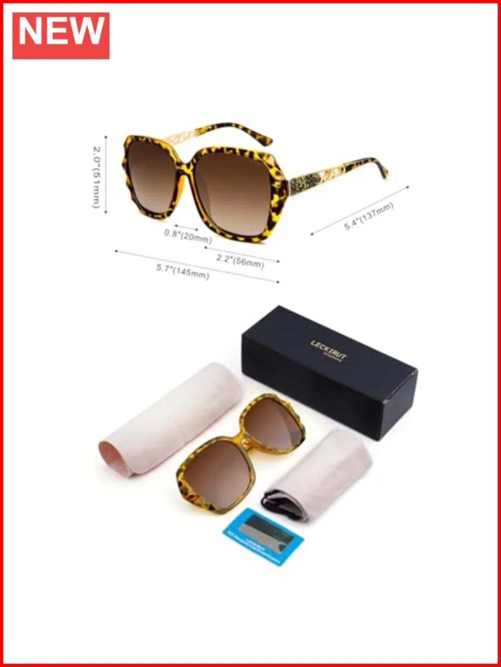 Polarized Oversized Sunglasses UV400 Protection Women Ladies Shades